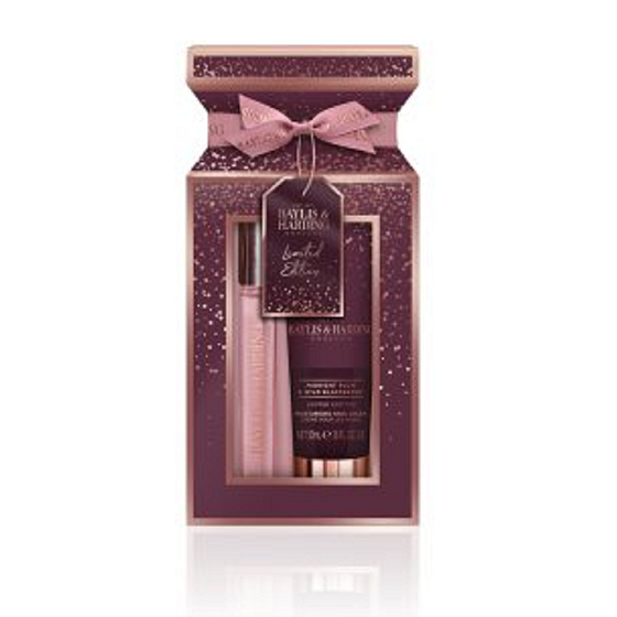 Baylis & Harding Polnočná slivka a Divoká ostružina toaletná voda 12 ml Rollerball + krém na ruky 50 ml, darčeková sada