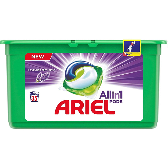 Ariel 3v1 Lavender Freshness gélové kapsule na pranie bielizne 35 kusov 945 g