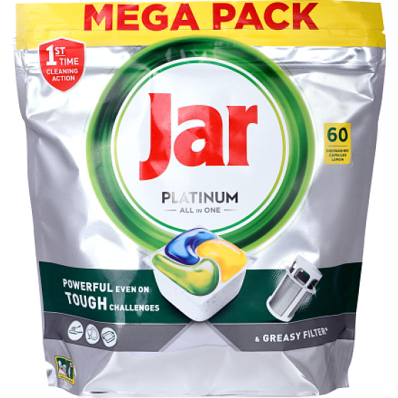 Jar Platinum All in One Lemon kapsule do umývačky riadu 60 kusov