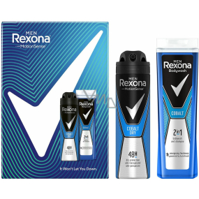 Rexona Men Cobalt antiperspirant deodorant v spreji 150 ml + Men Cobalt 2v1 sprchový gél a šampón 250 ml, kozmetická sada pre mužov