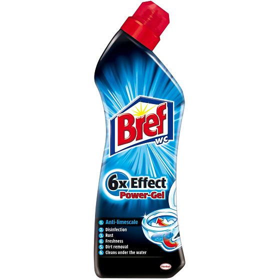 Bref 6 x Effect Power gel Anti-LIMESCALE WC gél proti vodnému kameňu 750 ml