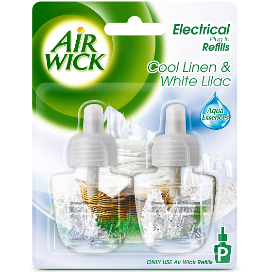 Air Wick Svieža bielizeň & Biela ľalia elektrický osviežovač náhradná náplň 2 x 19 ml