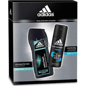 Adidas Cool & Dry Fresh antiperspirant deodorant sprej pre mužov 150 ml + Extra Fresh šampón na vlasy 200 ml, kozmetická sada