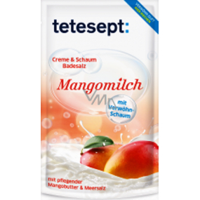 Tetesept Mangové mlieko + Mandľový olej Morská soľ, Krémovo-penivý soľ do kúpeľa 80 g Mangomilch