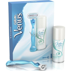 Gillette Venus holiaci strojček + Satin Care Pure & Delicate gél na holenie 75 ml, kozmetická súprava pre ženy