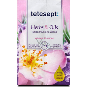 Tetesept Herbs & Oil Divoká ruža + Levanduľa soľ do kúpeľa s ošetrujúcimi olejmi 60 g + 15 ml