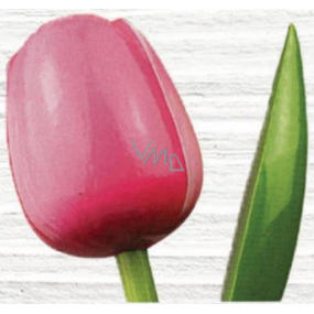 Bohemia Gifts Drevený tulipán ružovo-biely 34 cm