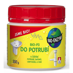 Bio-Enzym Bio-P3 Biologický prípravok na spriechodnenie upchatých rúr a obmedzenie zápachu 500 g obnovuje prírodný rozkladový proces