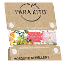 Parakito Repelentný náramok proti komárom Grafický prírodné, Plniteľné, vodeodolný, ochrana 24h / deň - 15 dní na náplň + dve náplne