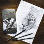 Colorino Artist kresliarska sada grafitových ceruziek a uhlov, okrúhle, 10 ceruziek a mäkký a tvrdý uhol, kovový box