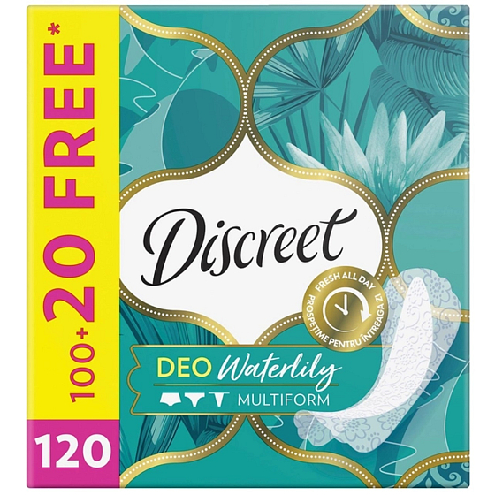 Discreet Deo Waterlily slipové intímne vložky pre každodenné použitie 120 kusov