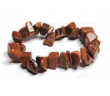 Goldstone zlatý náramok prírodný elastický sekaný 16 - 17 cm, kameň ambícií