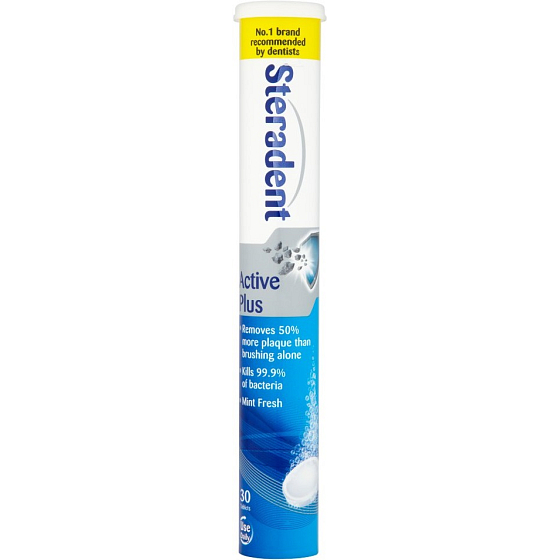 Steradent Active Plus tablety na zubné náhrady 30 kusov