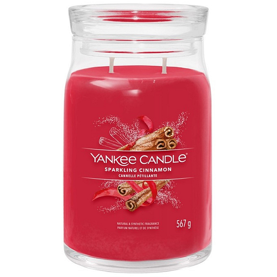 Yankee Candle Sparkling Cinnamon - sviečka s vôňou šumivej škorice Signature veľké sklo 2 knôty 567 g