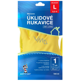 Balhome Rukavice latexové úklidové žluté velikost L 1 pár