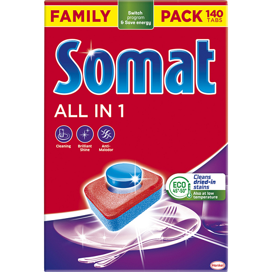 Somat tablety do umývačky All in 1, 140 ks
