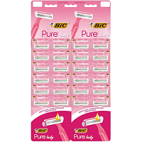 BIC Pure Lady Pink, dámske jednorazové holiace strojky, zavesná karta 24 ks