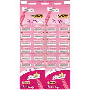 BIC Pure Lady Pink, dámske jednorazové holiace strojky, zavesná karta 24 ks
