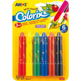Amos Colorix silky krajon rozmývatelný, 6 farieb