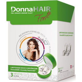 DonnaHAIR Forte 3 mesačná kúra pre zdravé a krásne vlasy 90 toboliek + náušnicami Swarovski Elements