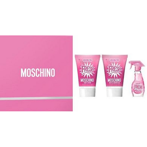 Moschino Fresh Couture Pink toaletna voda pre ženy 5 ml + sprchový gél 25 ml + telové mlieko 25 ml, darčekový set