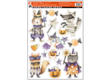 Okenná fólia Halloween Čarodejnice a upír s trblietkami 29 x 41 cm