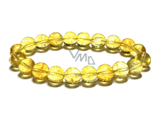 Citrín náramok elastický prírodný kameň, guľôčka 10 mm / 19 cm, kameň hojnosti, úspechu