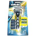 Gillette Mach3 strojček + náhradné hlavice 3 kusy, pre mužov