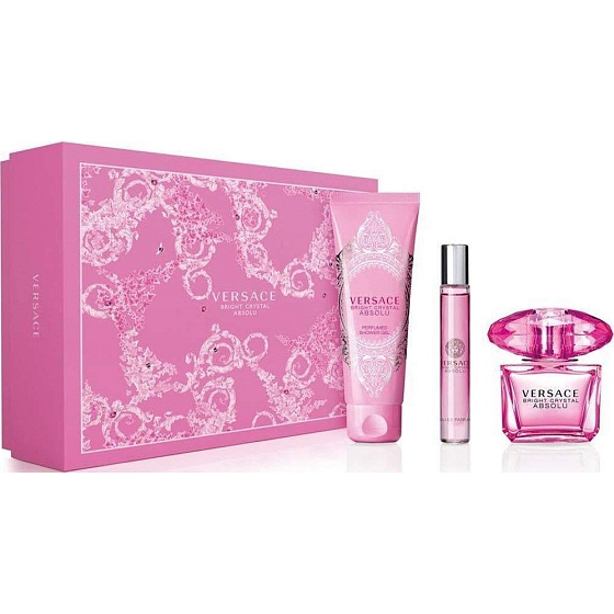 Versace Bright Crystal Absolu toaletná voda pre ženy 90 ml + sprchový gel 150 ml + toaletná voda 10 ml, darčeková sada