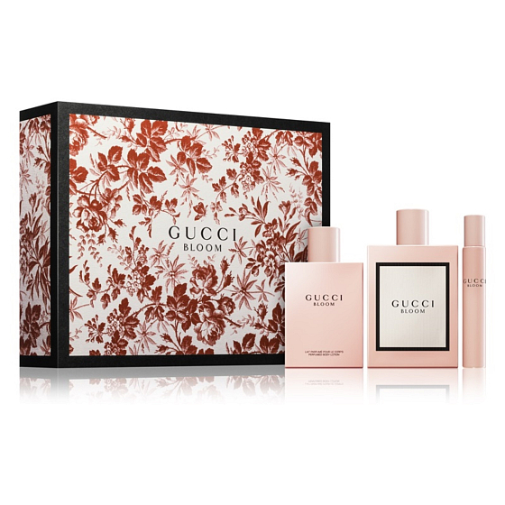 Gucci Bloom toaletná voda pre ženy 100 ml + telové mlieko 100 ml + toaletná voda 7,4 ml, darčeková kazeta