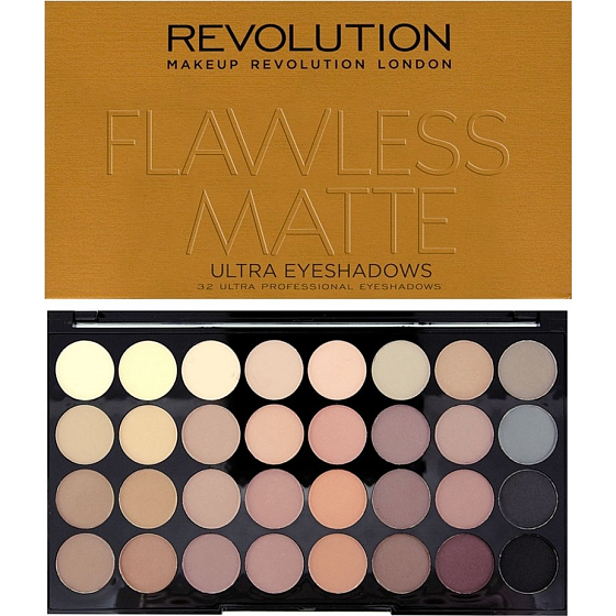 Makeup Revolution Ultra Eyeshadows paletka 32 očných tieňov Flawless Matte 16 g