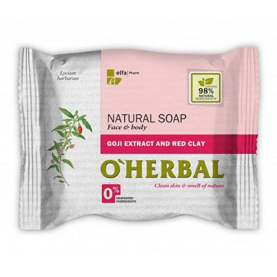 O Herbal Natural Goji a červená hlina prírodné toaletné mydlo 100 g