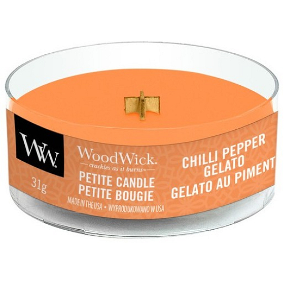 WoodWick Chilli Pepper Gelato - Zmrzlina s čili a korením vonná sviečka s dreveným knôtom petite 31 g