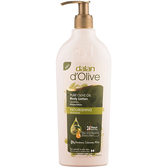 Dalan d'Olive Pure Olive Oil vyživujúce telové mlieko s olivovým olejom dávkovač 400 ml