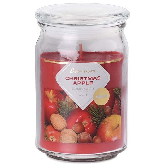 Emocio Christmas Apple - Vianočná sviečka s vôňou jablka sklenená so skleneným viečkom 453 g 93 x 142 mm
