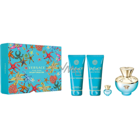 Versace Dylan Turquoise toaletná voda 100 ml + telový gél 100 ml + sprchový gél 100 ml + toaletná voda Miniature 5 ml, darčeková sada pre ženy