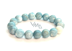 Larimar náramok elastický prírodný kameň, 11 / 12 mm / 16 - 17 cm, pokoj - mier - vyrovnanosť