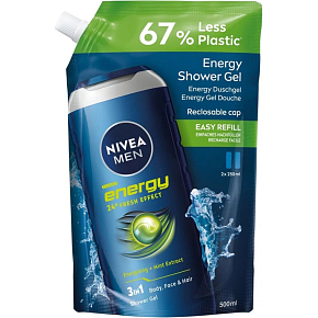 NIVEA SPRCH.GEL 500 ML MEN FRESH ENERGY NÁHRADNÁ NÁPLŇ 5402