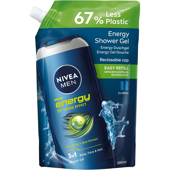 NIVEA SPRCH.GEL 500 ML MEN FRESH ENERGY NÁHRADNÁ NÁPLŇ 5402