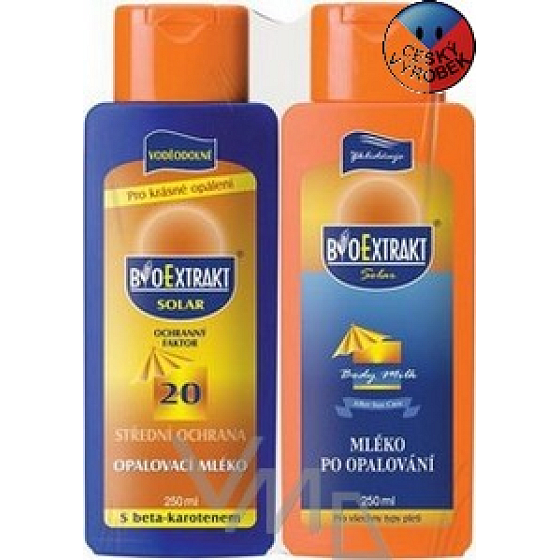 BioExtrakt SPF20 Opaľovacie mlieko 200 ml sprej + mlieko 250 ml, kozmetická sada