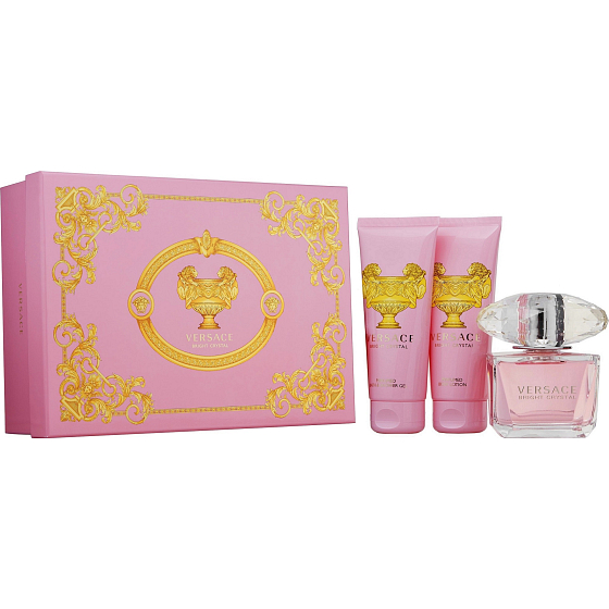 Versace Bright Crystal toaletná voda pre ženy 50 ml + telové mlieko 50 ml + sprchový gél 50 ml, darčeková sada