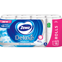Zewa Deluxe Aqua Tube Delicate Care toaletný papier 3 vrstvový 150 útržkov 16 kusov, rolička, ktorú môžete spláchnuť