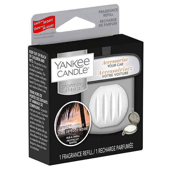 Yankee Candle Black Coconut - Čierny kokos náplň vône do auta Charming Scents 30 g