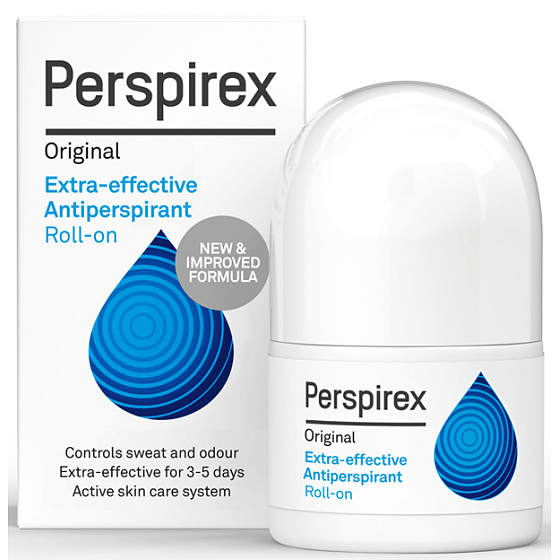 Perspirex Original guľôčkový vysoko efektívny antiperspirant bez vône roll-on, 3-5 dní účinok, unisex 20 ml