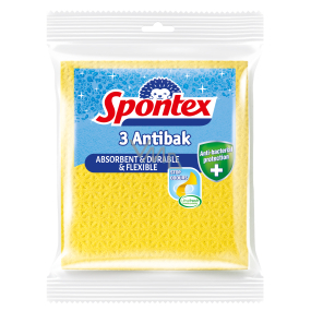 Spontex 3 Antibak Antibakteriálna utierka proti plesniam žltá 18,5 x 20,5 cm 3 ks