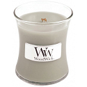 Woodwick Fireside - Oheň v krbe vonná sviečka s dreveným knôtom a viečkom sklo malá 85 g