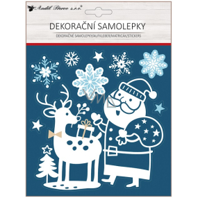 Vianočné dekoratívne samolepky s trblietavým Santom a sobmi 18 x 23 cm