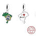 Charm Striebro 925 Brazília vlajka - hojdajúca sa mapa, prívesok na náramok cestovanie