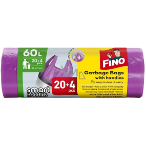 Fino Color Vrecká do odpadkového koša s ušami fialové 13 µ, 60 litrov 59 x 71 cm, 20 + 4 kusy
