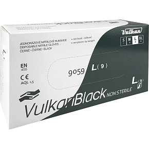VulkanBlack čierne jednorazové bezprašné nitrilové rukavice, veľkosť L, 100 ks